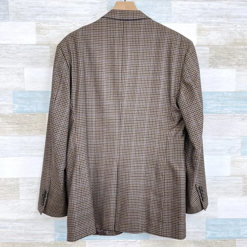 Brooks Brothers 1818 SaxXon Madison Sport Coat Brown Plaid Wool USA Mens 41R